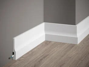 Podlahová lišta – HLADKÁ, tvrdý plast PolyForce (HD Polymer), základní bílý nátěr (přetíratelný), 100 x 16 x 2000 mm
