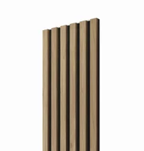 Akustický panel - DUB PRÍRODNÝ, MDF + FÓLIA FINISH 3D, ČIERNY akustický podklad FILC, 300 x 2750 mm