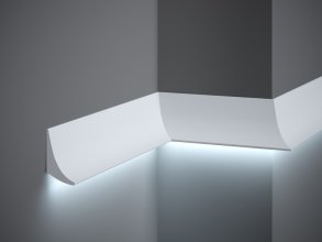 Nástěnná LED osvětlovací lišta, NEPŘÍMÉ OSVĚTLENÍ, tvrdý plast PolyForce (HD Polymer), základní bílý nátěr (přetíratelný), 70 x 42 x 2000 mm