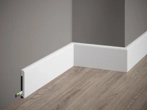 Podlahová lišta – HLADKÁ, tvrdý plast PolyForce (HD Polymer), základní bílý nátěr (přetíratelný), 78 x 14 x 2000 mm