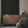 LINEA SLIM 3 dřevěné lamely na desce - botanic | černá, 2650 x 150 x 30 mm