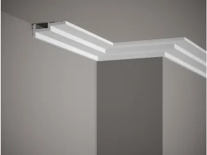 Stropní lišta - HLADKÁ, tvrdý polymér PolyForce, základný biely náter (pretierateľný), 85 x 30 x 2000 mm
