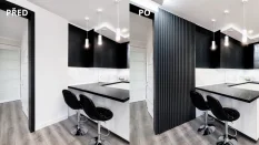 LINEA 3 dřevěné lamely na desce - černá | černá, 2750 x 176 x 40 mm