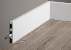 Podlahová lišta – PREMIUM, tvrdý plast PolyForce (HD Polymér), kvalitný biely lak (finálny povrch), 80 x 14 x 2000 mm