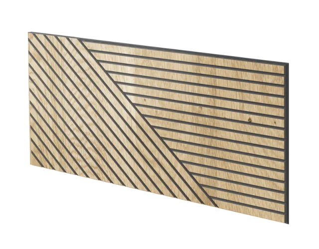 Lamelový panel SEGOVIA - DUBOVÁ DÝHA, 600 x 300 mm, ČERNÝ MDF PANEL