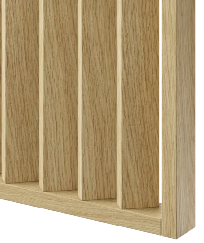 Deliaca lamelová stena s podstavcom - voľne stojaca, 990 x 2005 mm, (MDF), EURÓPSKY DUB CPL - Typ lamiel: Kolmé na základňu