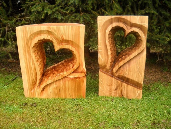 Srdce 3 dřevořezba 40 cm