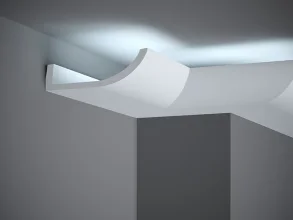 Stropná LED osvetľovacia lišta, NEPRIAME OSVETLENIE, tvrdý plast PolyForce (HD Polymer), základný biely náter (pretierateľný), 86 x 172 x 2000 mm