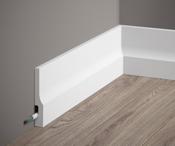 Podlahová lišta – HLADKÁ, tvrdý plast PolyForce (HD Polymer), základní bílý nátěr (přetíratelný), 100 x 16 x 2000 mm