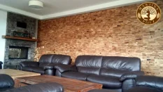 RUSTIK SPLITT WOOD, kombinace šířek, 5 řad, DUB štípaný obklad - balení obsahuje 3 kusy panelů (180 x 180 mm)