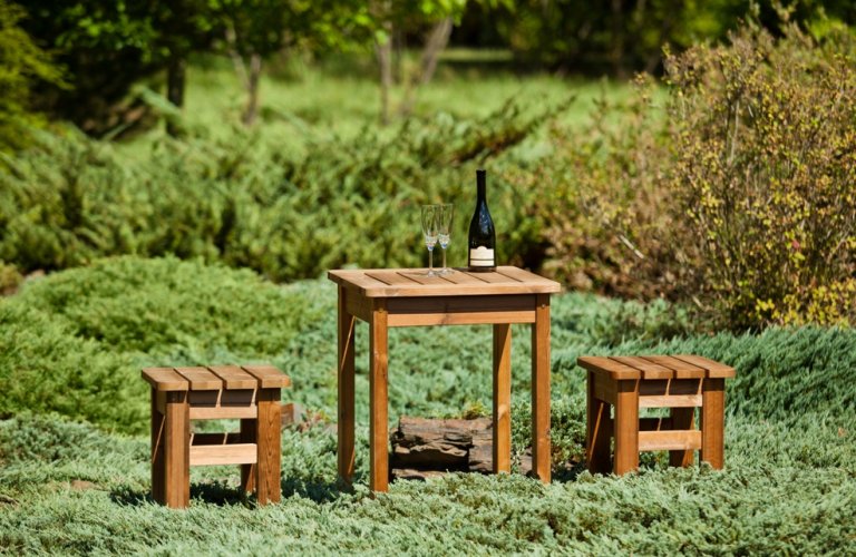 PROWOOD Dřevěný zahradní Nábytek SET S4 - stůl + 2 x stolička