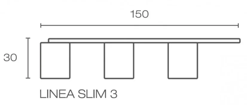 LINEA SLIM 3 dřevěné lamely na desce - botanic | černá, 2650 x 150 x 30 mm