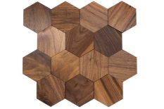 VZOREK - Dřevěný obklad, HEXAGON, OŘECH, broušený, olejovaný - ROZMĚR VZORKU: 150 x 150 mm