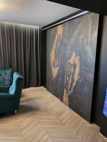 Kamenná dýha - Black Slate Gold, 1220 x 610 x 3 mm