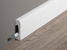 Podlahová lišta – PREMIUM, tvrdý plast PolyForce (HD Polymér), kvalitný biely lak (finálny povrch), 49 x 15 x 2000 mm Podlahová lišta – PREMIUM, tvrdý plast PolyForce (HD Polymér), kvalitný biely lak (finálny povrch), 49 x 15 x 2000 mm