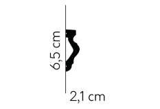 Nástěnná lišta – HLADKÁ, tvrdý plast PolyForce (HD Polymer), základní bílý nátěr (přetíratelný), 65 x 21 x 2000 mm