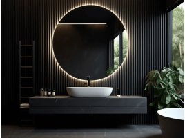 Realizace lamelových panelů – Koupelna v černém podání