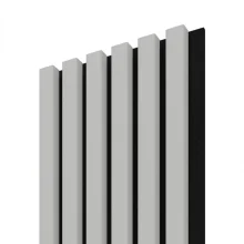 Akustický panel ACOUSTIC LINE - glacier grey | černá, 2650 x 245 x 22 mm, lamely MDF + FINISH FOLIE, akustický podklad FILC
