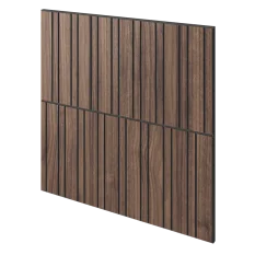 Lamelový panel AMSTERDAM - DÝHA Z AMERICKÉHO OŘECHU, 600 x 600 mm, ČERNÝ MDF PANEL