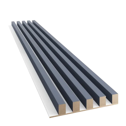 Dřevěné lamely ŠIROKÉ na BÍLÉ desce (MDF), TMAVĚ NÁMOŘNICKÁ MODRÁ, 46 x 300 x 2750 mm (0,825 m2)