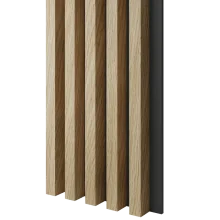 Dřevěné lamely ŠIROKÉ na ČERNÉ desce (MDF), EVROPSKÝ DUB CPL, 46 x 300 x 2750 mm (0,825 m2)