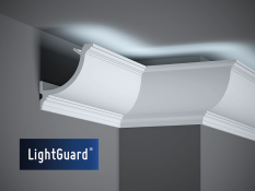 Stropní LED osvětlovací lišta, NEPŘÍMÉ OSVĚTLENÍ, tvrdý plast PolyForce (HD Polymer), základní bílý nátěr (přetíratelný), 110 x 110 x 2000 mm