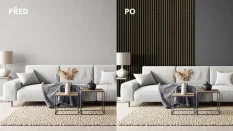 LINEA SLIM 1 dřevěná lamela na desce - černá | dub, 2650 x 54 x 30 mm