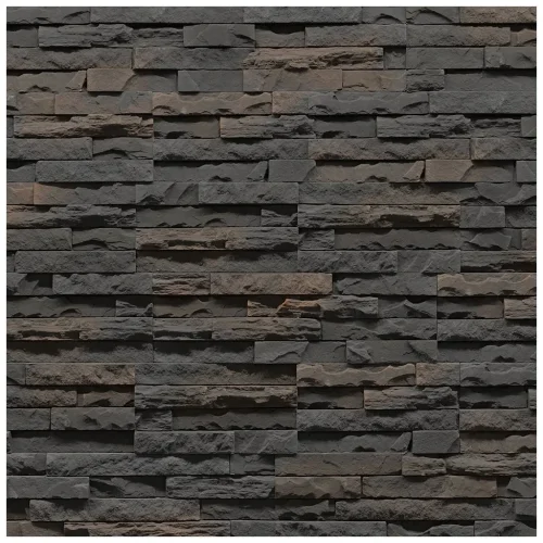 Kamenný obklad, Z BETONU, MINNESOTA 3,  černohnědá, 105 x 190, 330 mm, tloušťka 8 - 17 mm, 0.43 m2