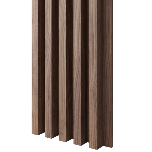 Dřevěné lamely ŠIROKÉ na DÝHOVANÉ desce (MDF), OŘECH DÝHA, 46 x 300 x 2750 mm (0,825 m2)