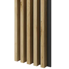Dřevěné lamely ŠIROKÉ na ČERNÉ desce (MDF), DUB WOTAN, 46 x 300 x 2750 mm (0,825 m2)