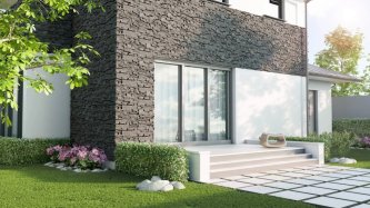 Realizace betonového obkladu MADERA 4 – Elegantní imitace kamene na domě