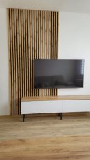Realizace akustických panelu - v dekoru sukovatého dubu Realizace akustických panelu - v dekoru sukovatého dubu
