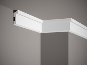 Stropní lišta – HLADKÁ, tvrdý plast PolyForce (HD Polymer), základní bílý nátěr (přetíratelný), 80 x 27 x 2000 mm