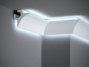 Stropní LED osvětlovací lišta, NEPŘÍMÉ OSVĚTLENÍ, tvrdý plast PolyForce (HD Polymer), základní bílý nátěr (přetíratelný), 85 x 85 x 2000 mm