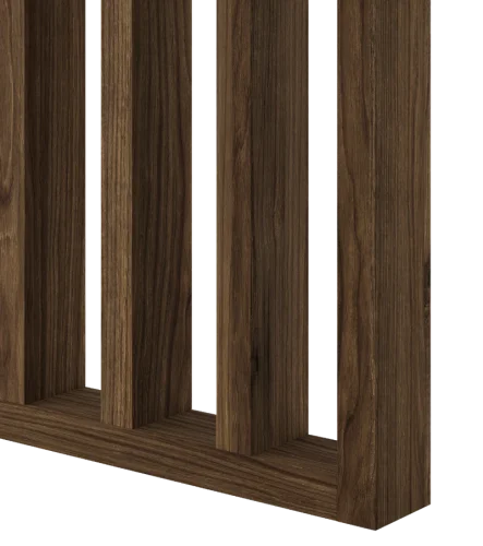 Dělící lamelová stěna s podstavcem - volně stojící, 990 x 2005 mm, (MDF), OŘECH - Typ lamel: Kolmo k základně