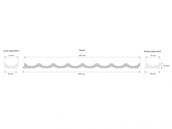 Voděodolné obkladový panely -- koncový profil - bílý