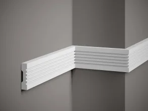 Nástenná lišta – HLADKÁ, tvrdý plast ProFoam® (polyuretán), základný biely náter (pretierateľný), 75 x 18 x 2000 mm