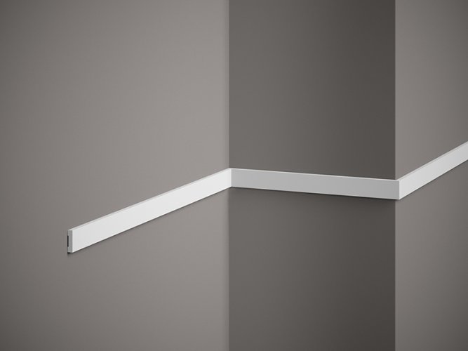 Nástěnná lišta – HLADKÁ, tvrdý plast PolyForce (HD Polymer), základní bílý nátěr (přetíratelný), 20 x 5 x 2000 mm