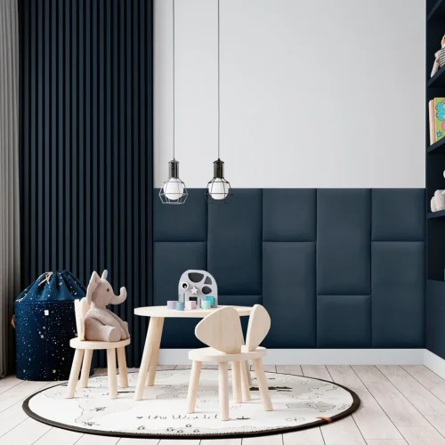 Akustický panel ACOUSTIC LINE - navy blue | černá, 2650 x 245 x 22 mm, lamely MDF + FINISH FOLIE, akustický podklad FILC
