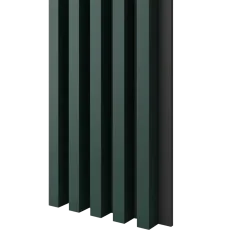 Dřevěné lamely ŠIROKÉ na ČERNÉ desce (MDF), LAHVOVĚ ZELENÁ, 46 x 300 x 2750 mm (0,825 m2)