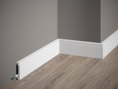 VZOREK - Podlahová lišta – PREMIUM, tvrdý plast PolyForce (HD Polymer), kvalitní bílý lak (finální povrch), 60 x 13 x 100 mm