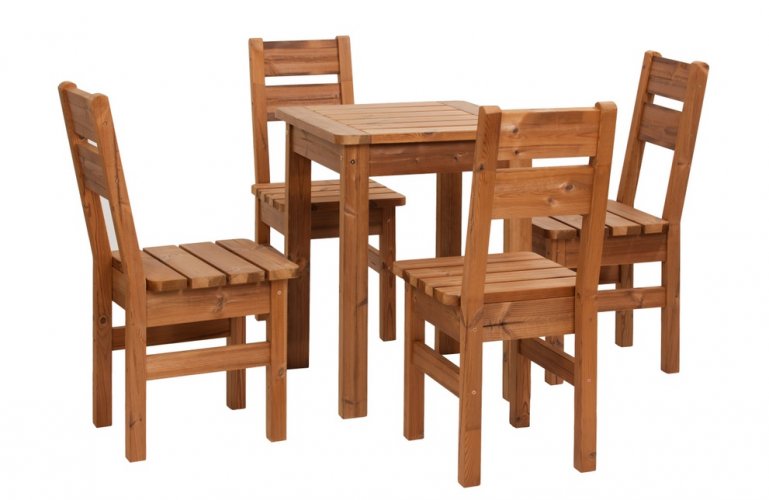 PROWOOD Dřevěný zahradní Nábytek SET S3 - stůl + 4 x židle