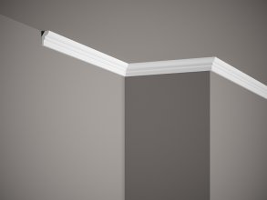 Stropná lišta – HLADKÁ, tvrdý plast ProFoam® (polyuretán), základný biely náter (pretierateľný), 25 x 15 x 2000 mm