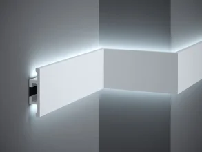 Nástenná LED osvetľovacia lišta, NEPRIAME OSVETLENIE, tvrdý plast PolyForce (HD Polymer), základný biely náter (pretierateľný), 100 x 25 x 2000 mm