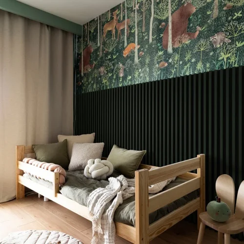 LINEA SLIM 3 dřevěné lamely na desce - botanic | černá, 2650 x 150 x 30 mm