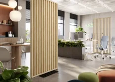 Dělící lamelová stěna s podstavcem - volně stojící, 990 x 2005 mm, (MDF), EVROPSKÝ DUB CPL