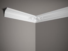 VZOREK - Stropní lišta – S ORNAMENTEM, tvrdý materiál ProFoam (Polyuretan), základní bílý nátěr (přetíratelný), 171 x 178 x 100 mm