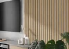 Akustický panel - DUB PRÍRODNÝ, MDF + FÓLIA FINISH 3D, SIVÝ akustický podklad FILC, 300 x 2750 mm