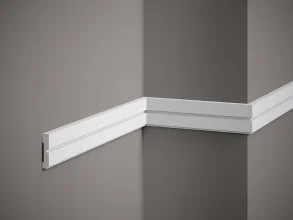 Nástenná lišta – HLADKÁ, tvrdý plast ProFoam® (polyuretán), základný biely náter (pretierateľný), 51 x 11 x 2000 mm