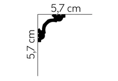 Stropná lišta – HLADKÁ, tvrdý plast PolyForce (HD Polymér), základný biely náter (pretierateľný), 57 x 57 x 2000 mm